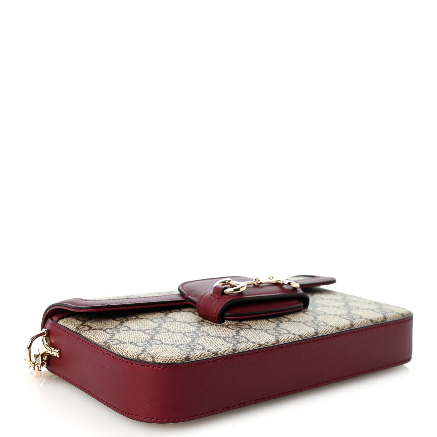 GG Supreme Monogram Azalea Calfskin Horsebit 1955 Mini Bag Beige Ebony Rosso Ancora