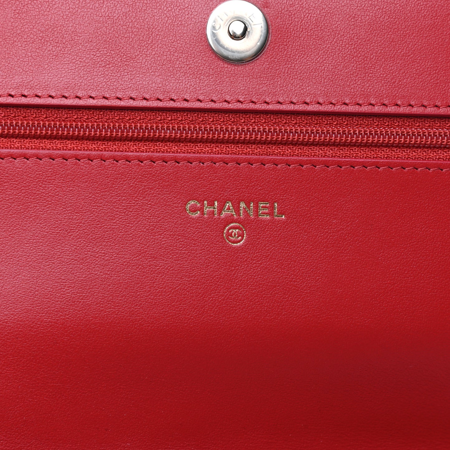 Caviar Camellia Embossed Wallet On Chain WOC Red