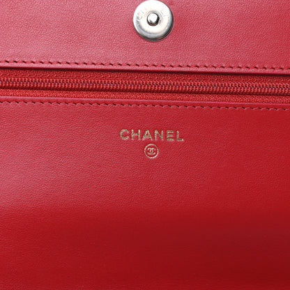 Chanel Caviar Camellia Embossed Wallet On Chain WOC Red 6 of 11
