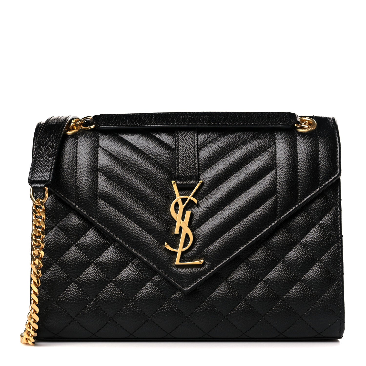 Saint Laurent Grain De Poudre Textured Mixed Matelasse Triquilt Medium Monogram Satchel Black 1 of 9