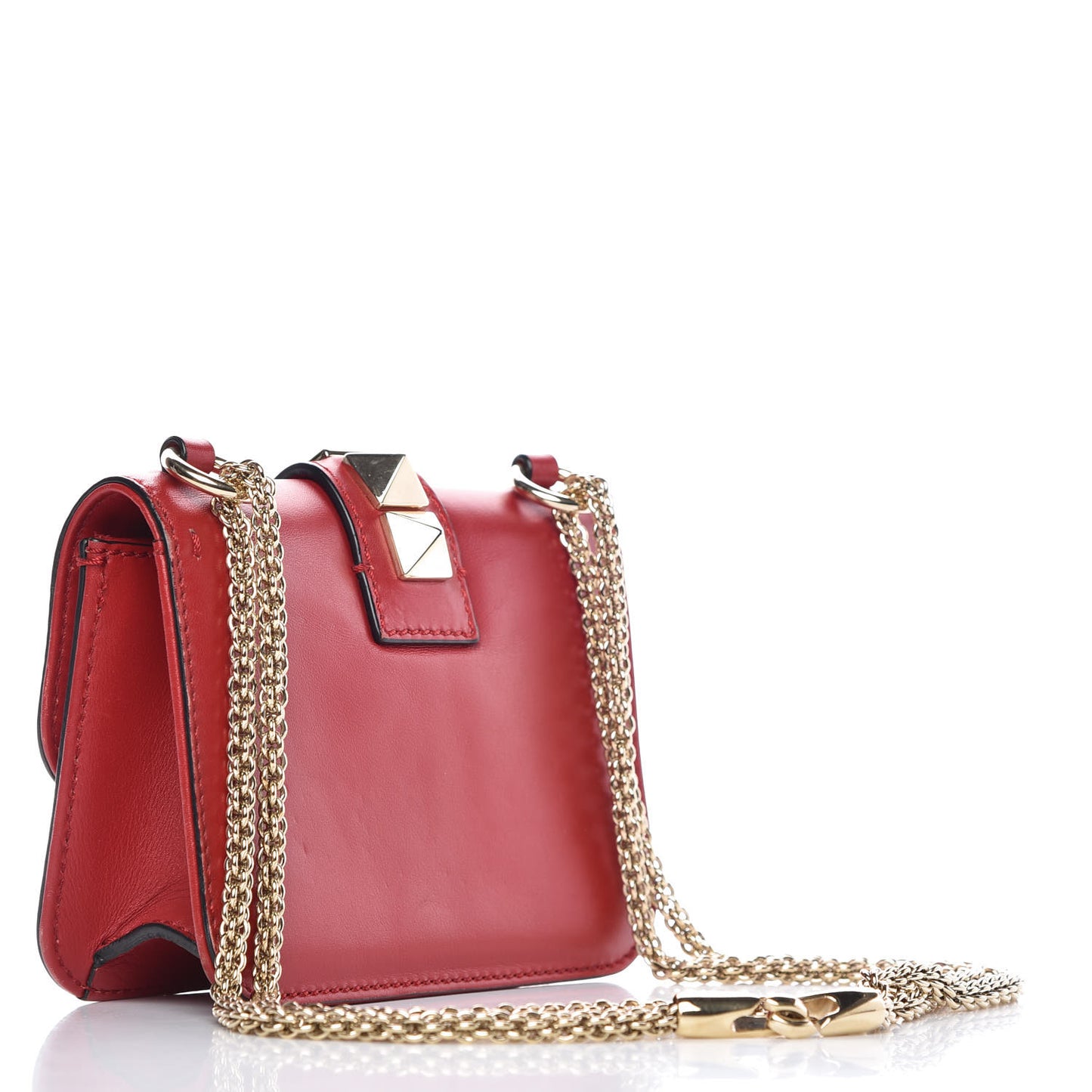 Vitello Mini Glam Lock Rockstud Flap Red