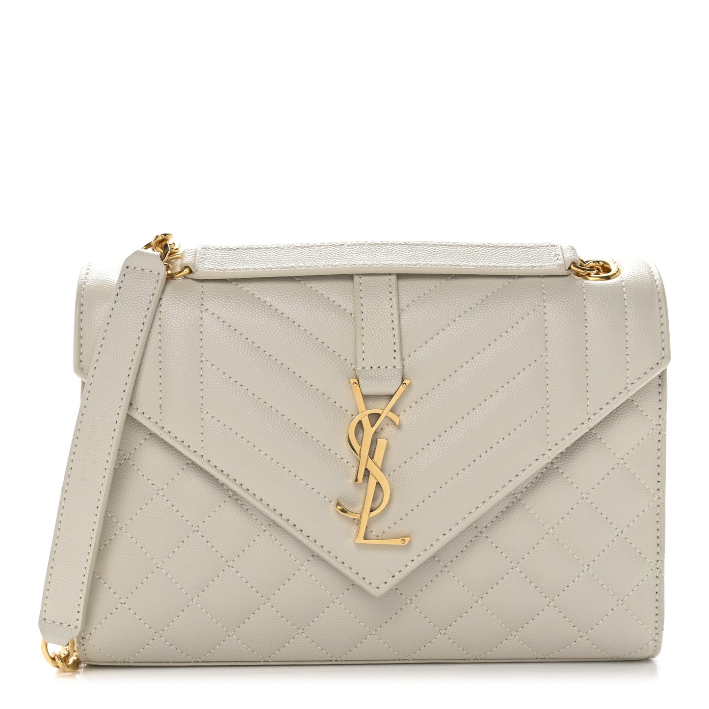 Grain De Poudre Textured Mixed Matelasse Medium Triquilt Monogram Satchel Crema Soft