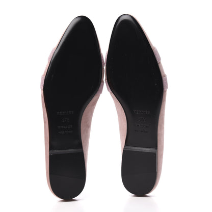 Hermes Suede Goatskin Crystal Roxane Mules 37.5 Rose 6 of 11