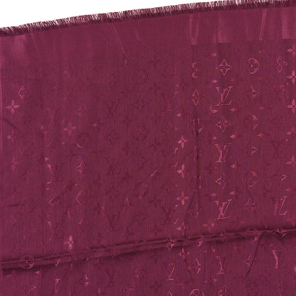 Louis Vuitton Silk Wool Monogram Shawl Wine Red 4 of 4