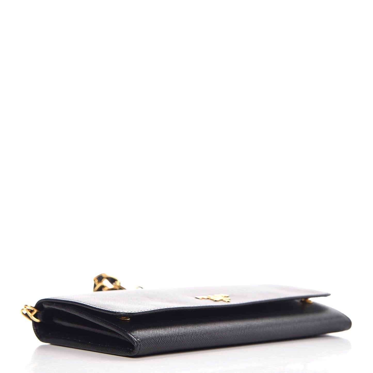 Saffiano Metal Oro Chain Wallet Black