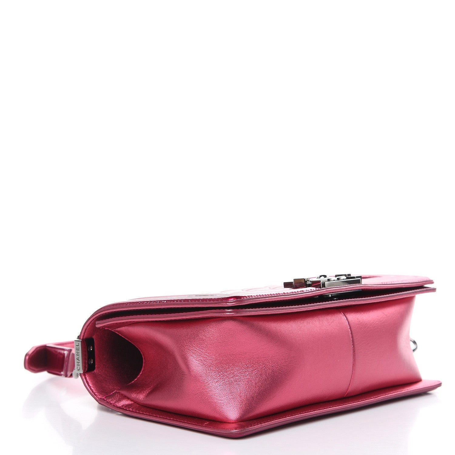 Chanel Metallic Patent Calfskin Quilted Medium Boy Flap Pink 4 of 13