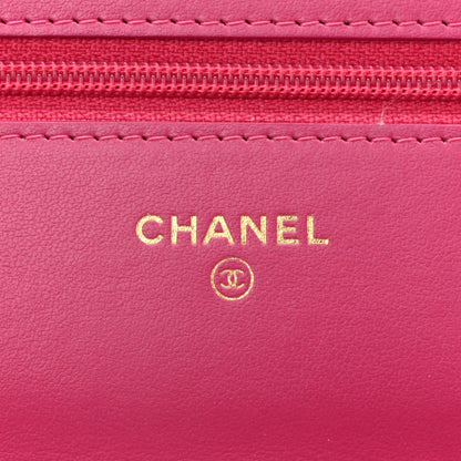 Chanel Tweed Quilted Wallet On Chain WOC Pink Blue White 5 of 10