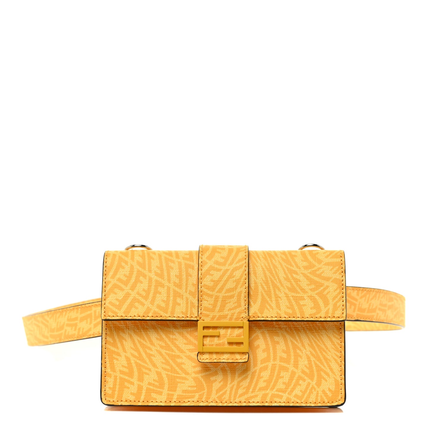 X SARAH COLEMAN Glazed Fabric Enamel Small FF Vertigo Baguette Belt Pouch Mimosa