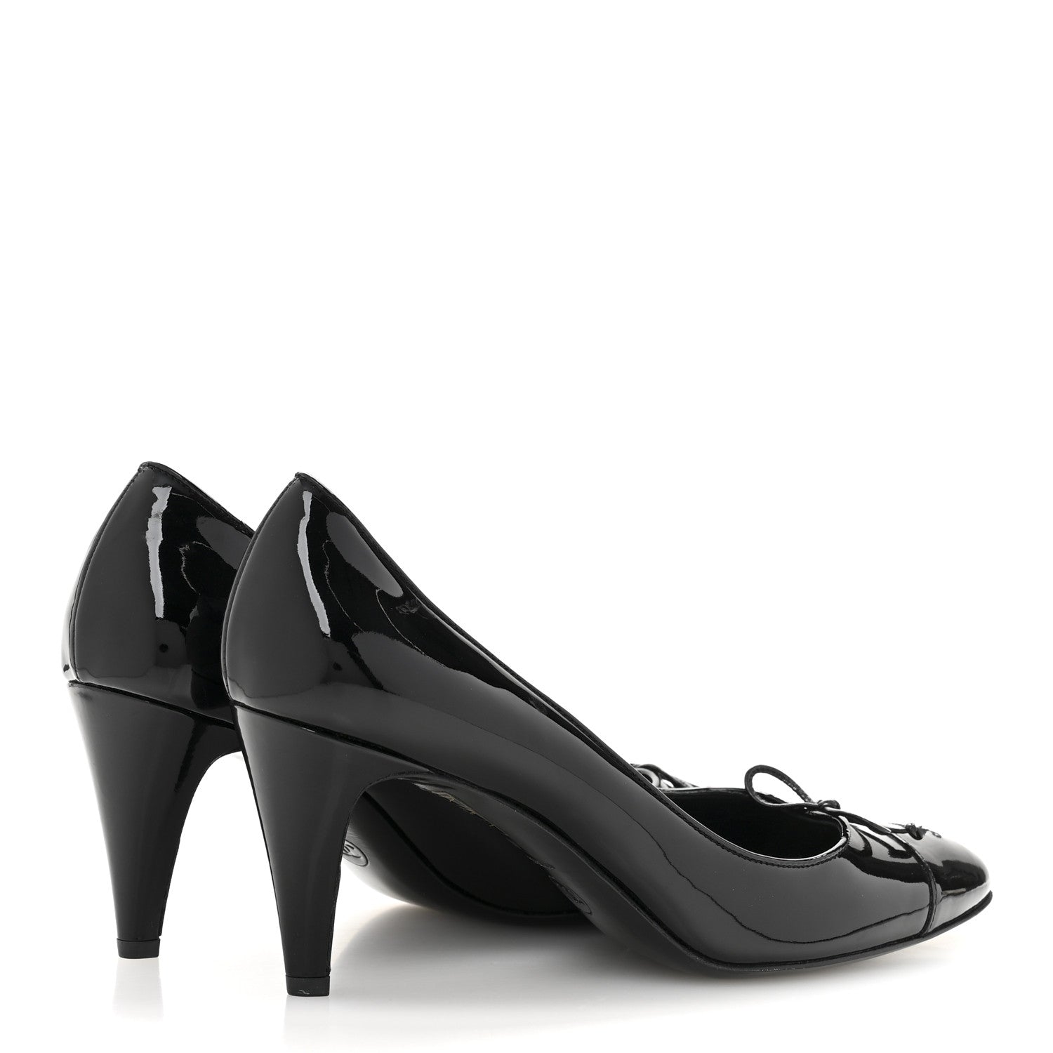 Chanel Patent Calfskin Bow Cap Toe CC Pumps 40 Black 5 of 9