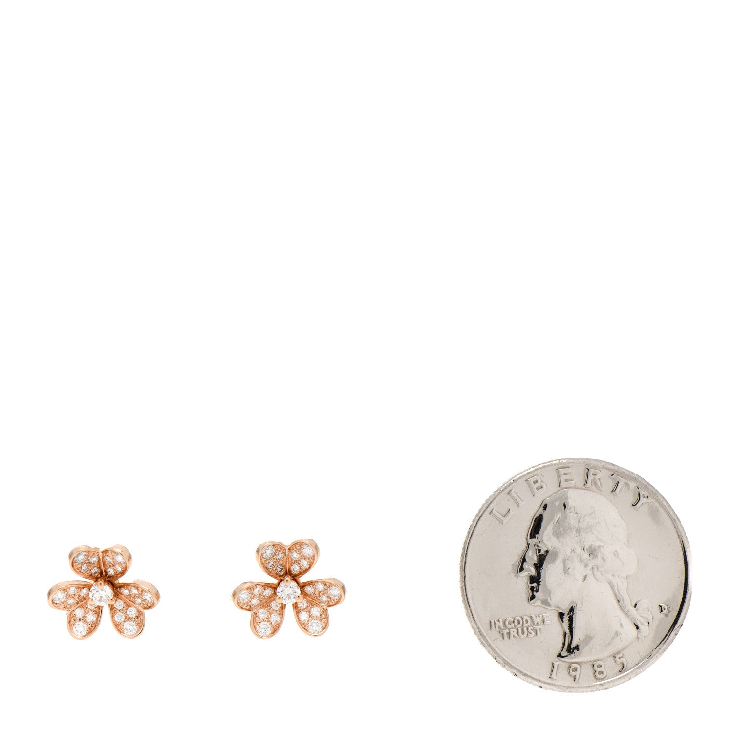 Van Cleef & Arpels 18K Rose Gold Diamond Mini Frivole Pave Earrings 2 of 5