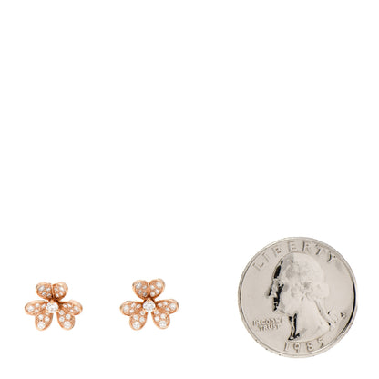 Van Cleef & Arpels 18K Rose Gold Diamond Mini Frivole Pave Earrings 2 of 5