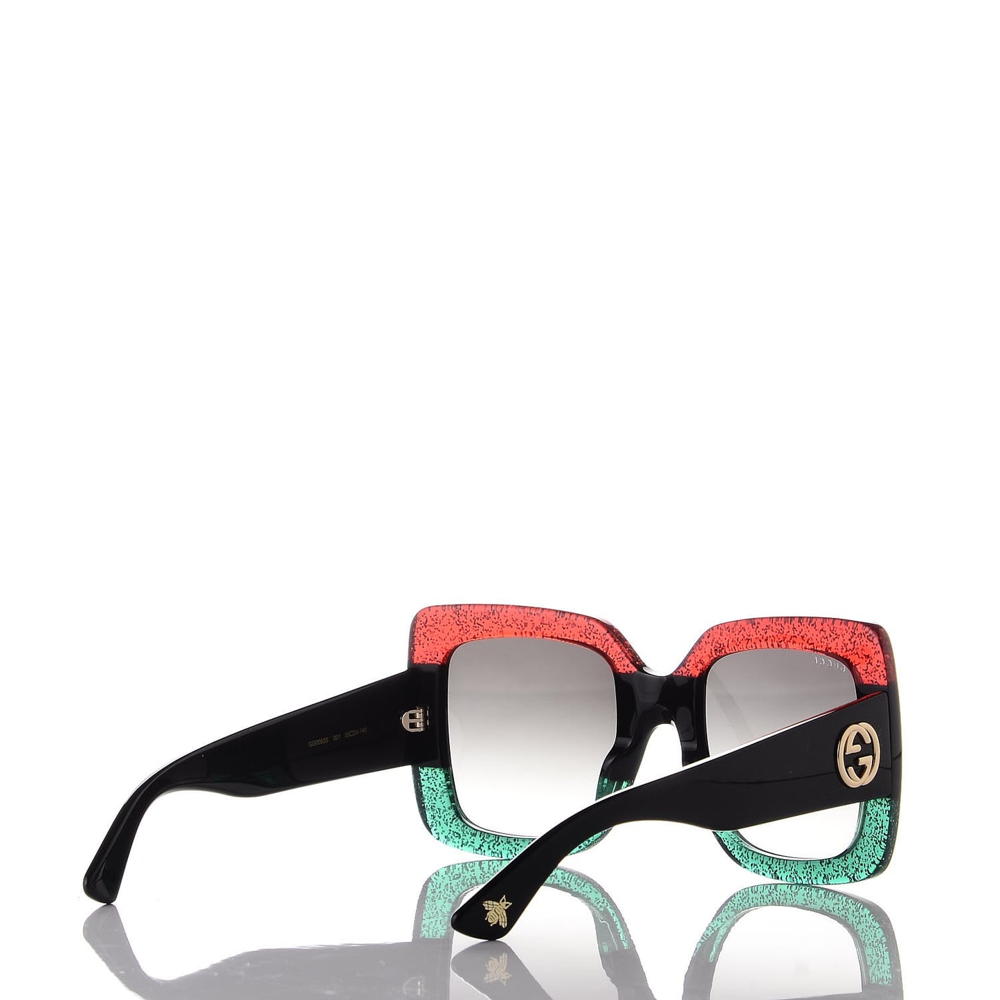 Square Frame GG0083S Sunglasses Glitter Red Black Green