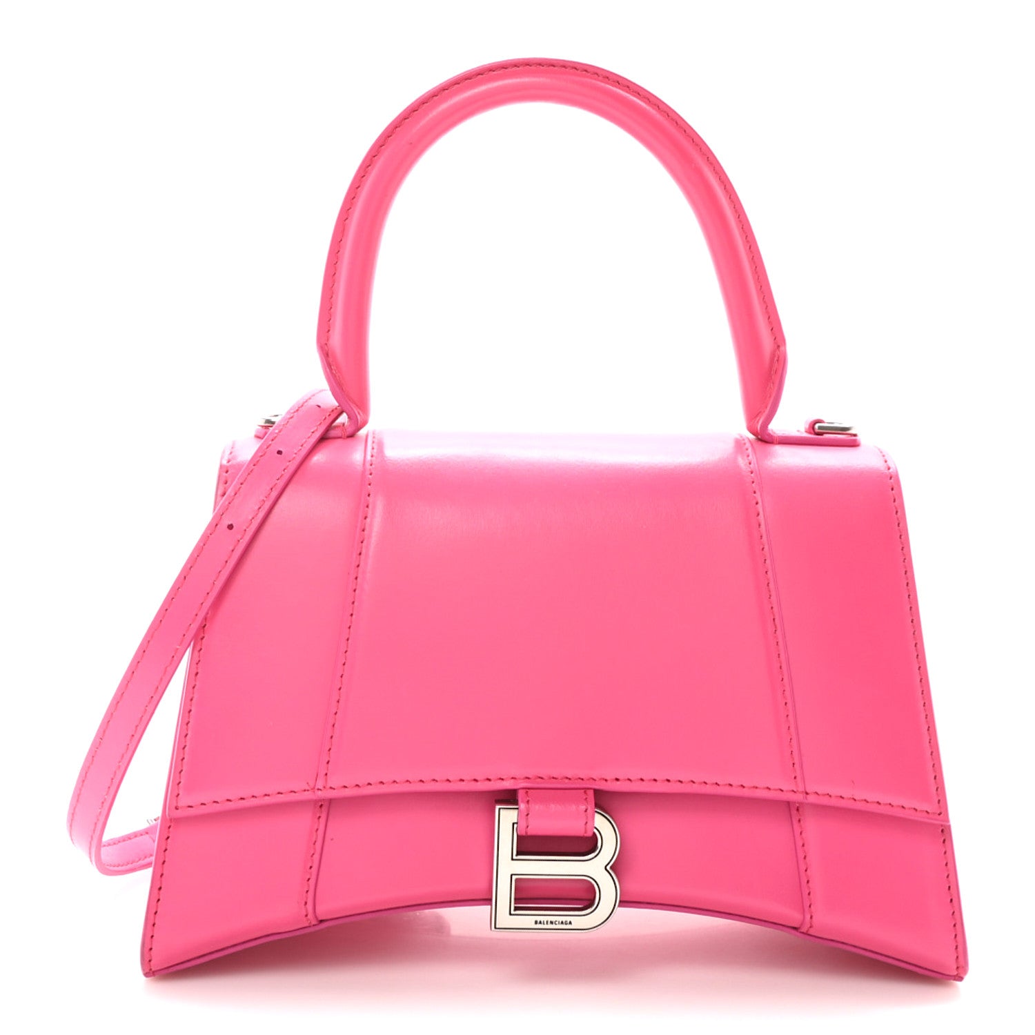 Balenciaga Shiny Box Calfskin Small Hourglass Top Handle Bag Acid Fuchsia 1 of 11