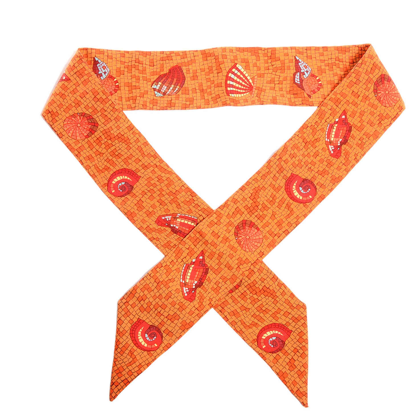 Silk Sea Shells Mosaic Twilly Orange