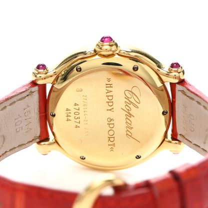 Chopard 18K Yellow Gold Alligator Diamond Bezel 32mm Happy Sport Quartz Watch 4 of 5
