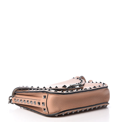 Valentino Garavani Pebbled Calfskin Rockstud Shoulder Flap Messenger Bag Soft Noisette 4 of 8