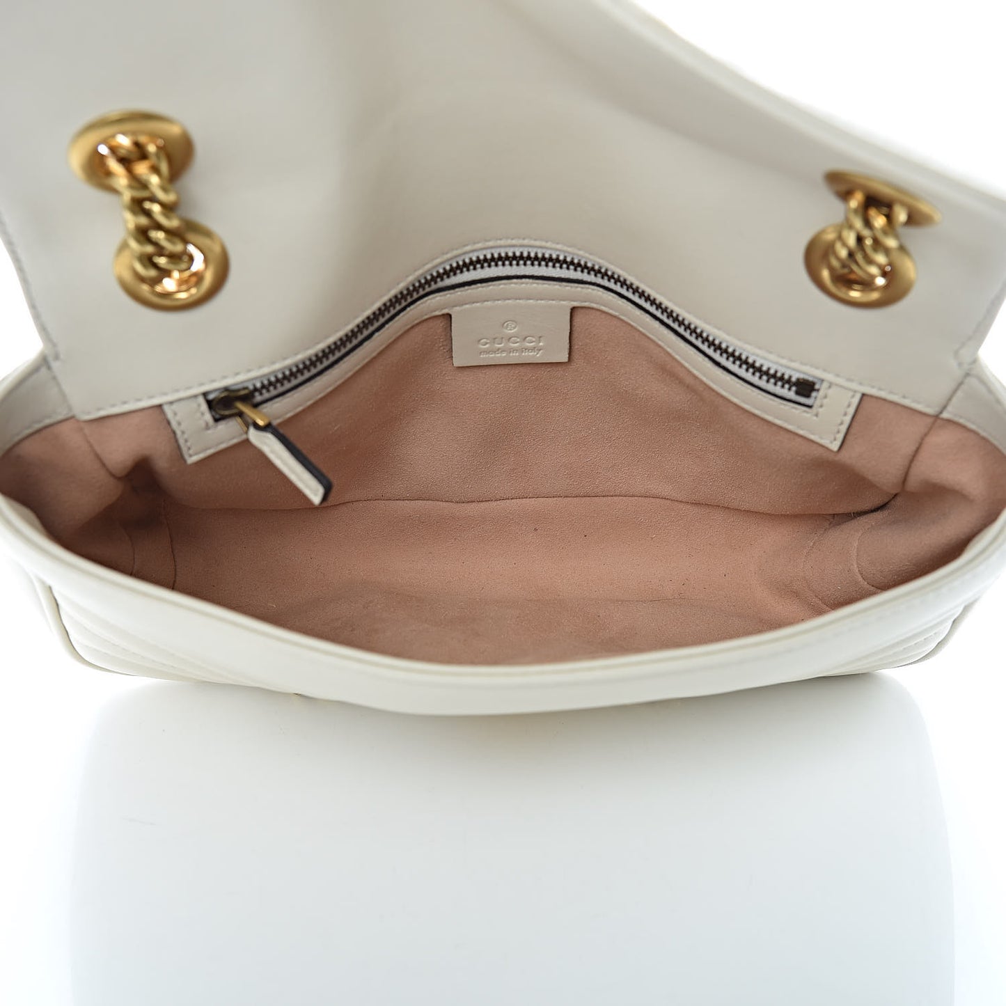 Calfskin Matelasse Small GG Marmont Shoulder Bag White