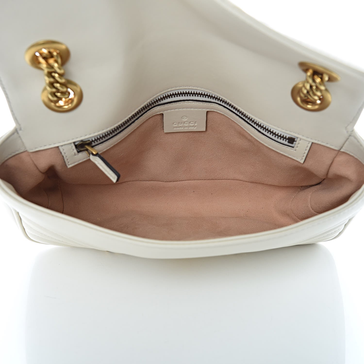 Gucci Calfskin Matelasse Small GG Marmont Shoulder Bag White 5 of 13