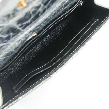 Saint Laurent Metallic Goatskin Mixed Matelasse Chevron Small Monogram Envelope Wallet Silver 5 of 9