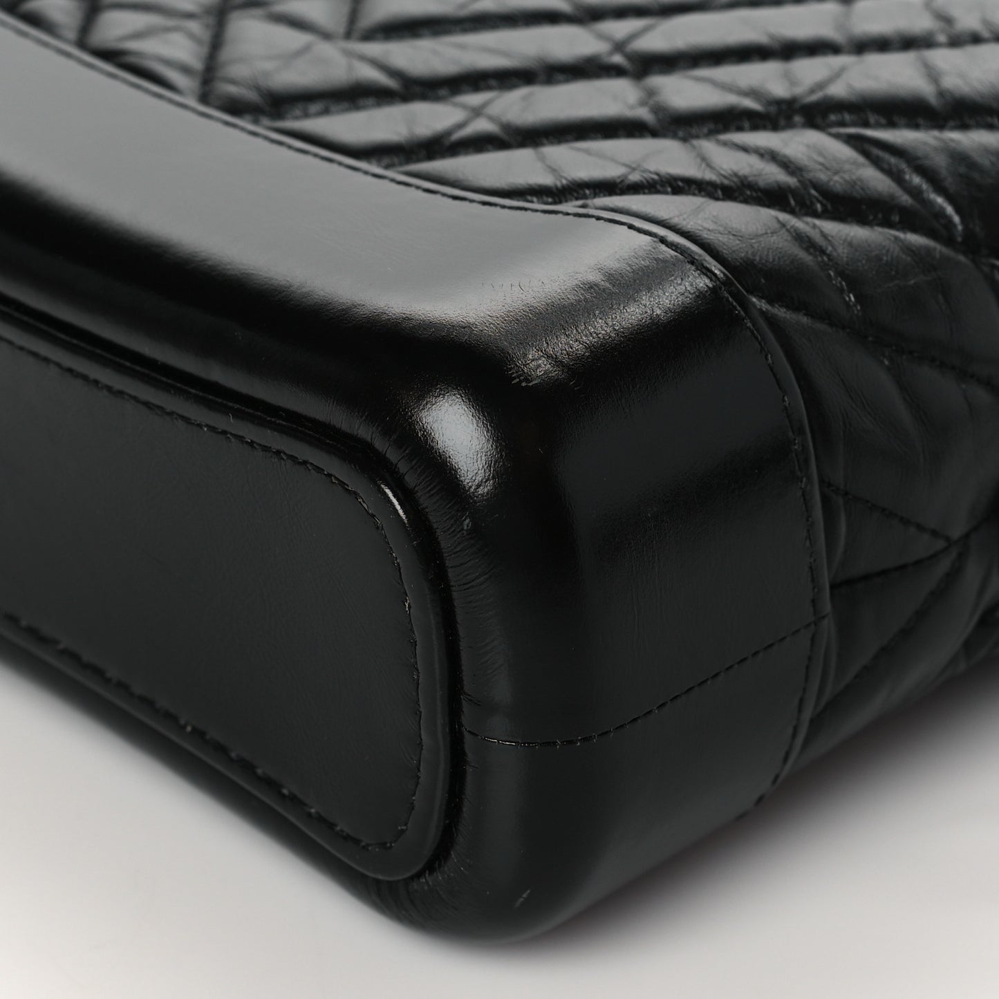 Aged Calfskin Chevron Quilted Small Gabrielle Hobo Black