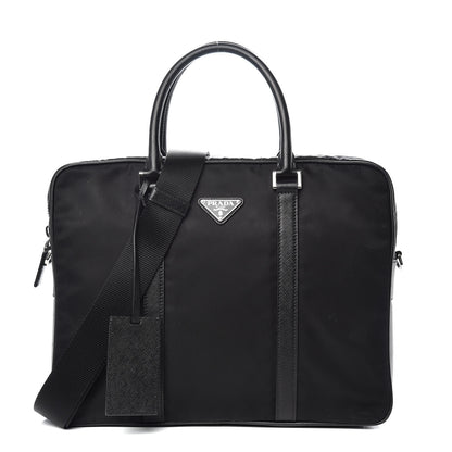 Prada Tessuto Nylon Saffiano Metal Triangle Logo Work Bag Black 1 of 12