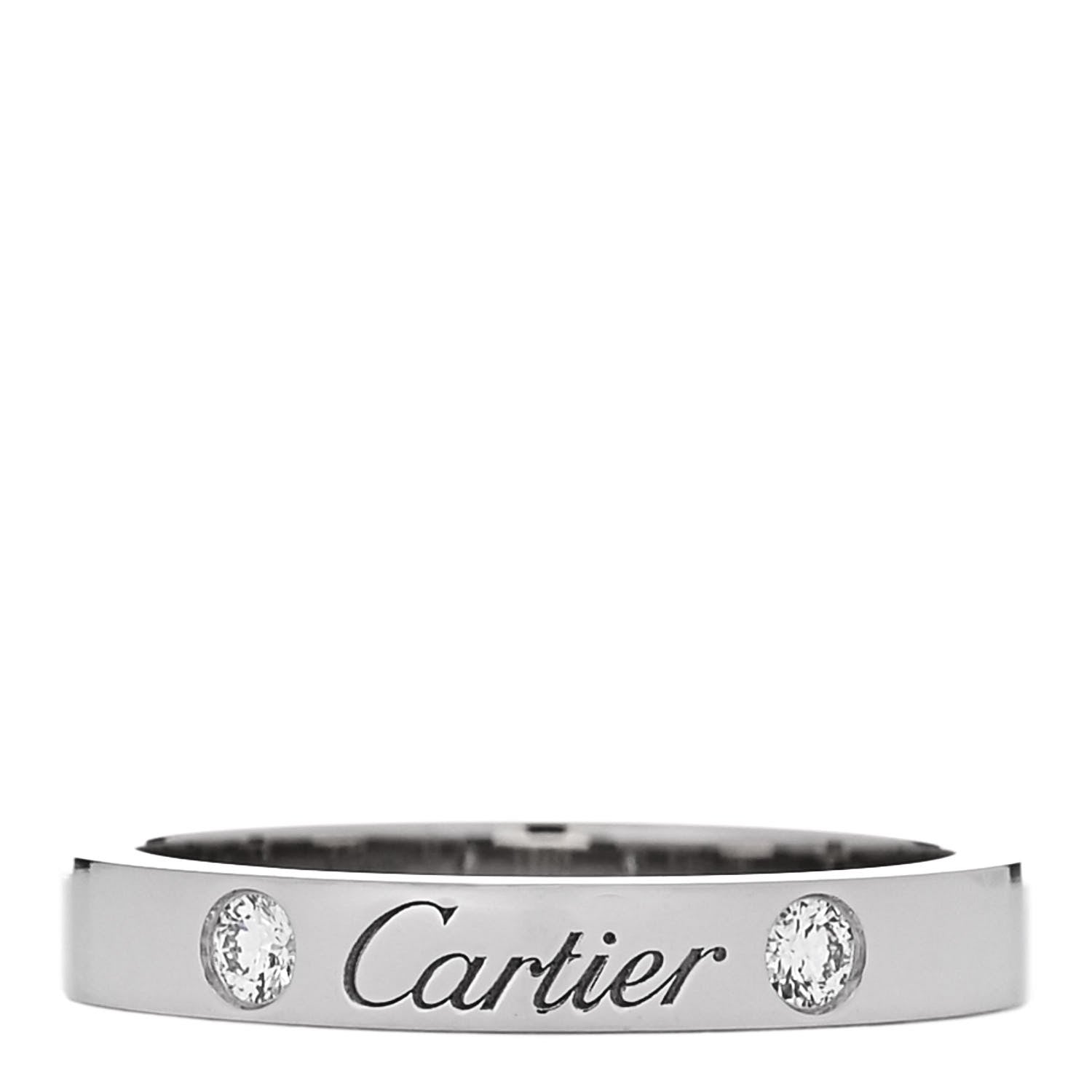 Cartier Platinum 2 Diamond 3mm C De Cartier Wedding Band Ring 52 6 1 of 7