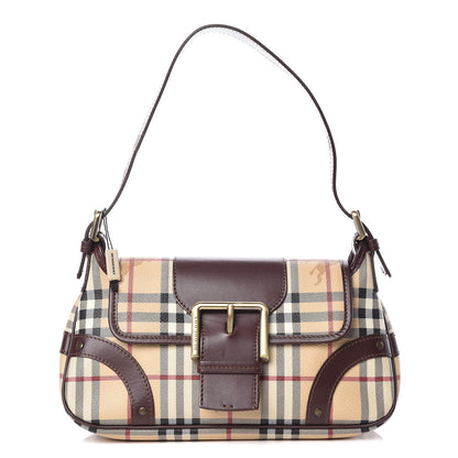 Burberry Haymarket Check Buckle Satchel Brown 1 of 11