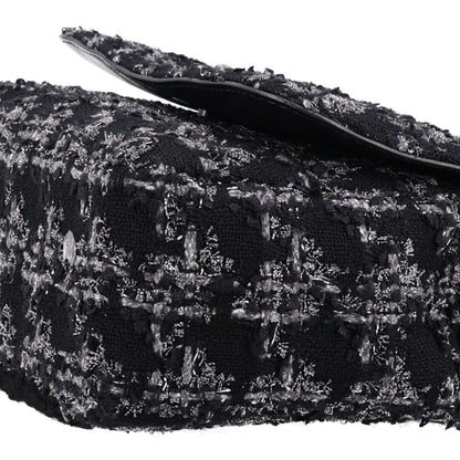Chanel Shearling Tweed Medium Handle Boy Flap Black Grey 10 of 10