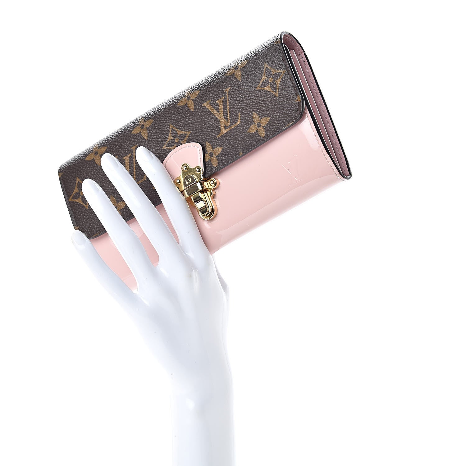 Louis Vuitton Patent Calfskin Monogram Cherrywood Wallet Rose Ballerine 2 of 10