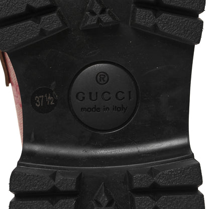Gucci GG Supreme Monogram Cordovan Lux Womens Harald Horsebit 25mm Platform Loafers 37.5 Beige Hibiscus Red 6 of 9