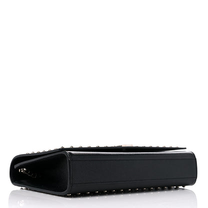 Saint Laurent Grain De Poudre Studded Medium Monogram Kate Satchel Black 4 of 10