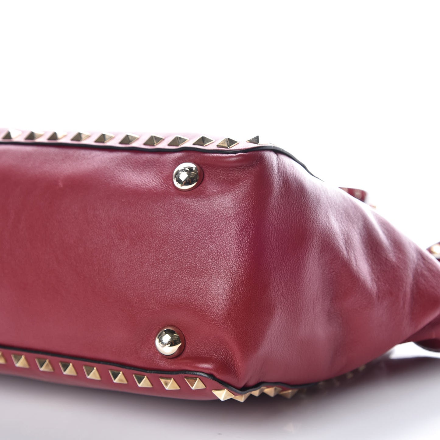 Vitello Small Rockstud Tote Scarlet