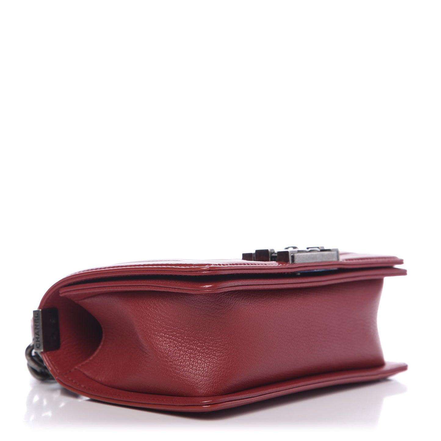 Goatskin Quilted Patent Small Duo Boy Flap Red