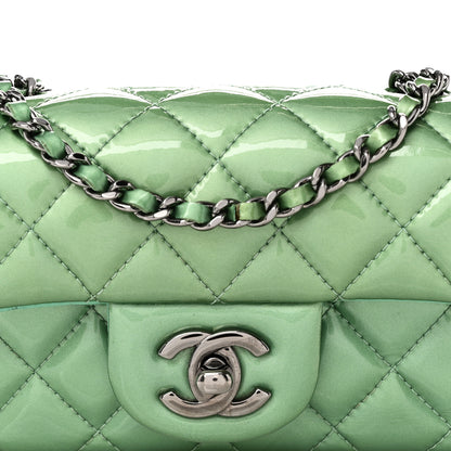 Chanel Patent Quilted Extra Mini Flap Green 8 of 11