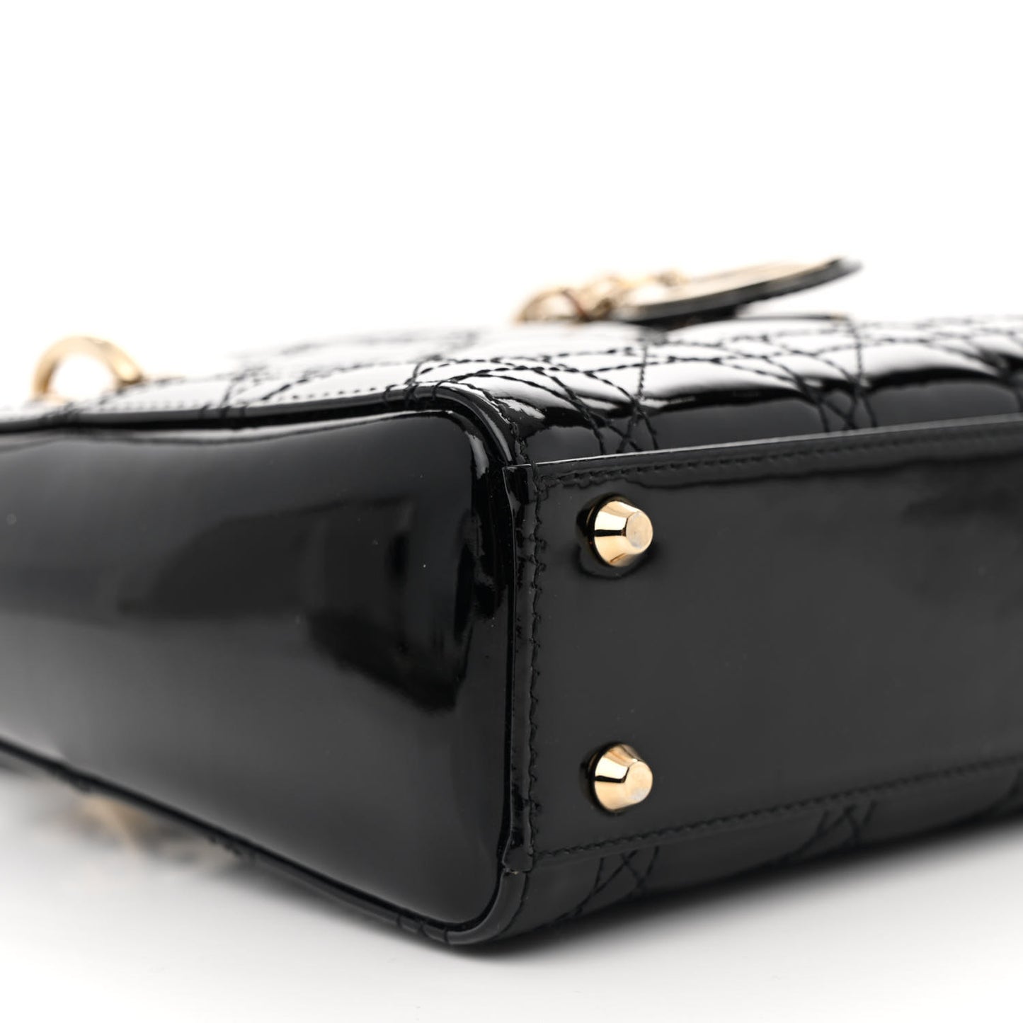 Patent Cannage Mini Lady Dior Black