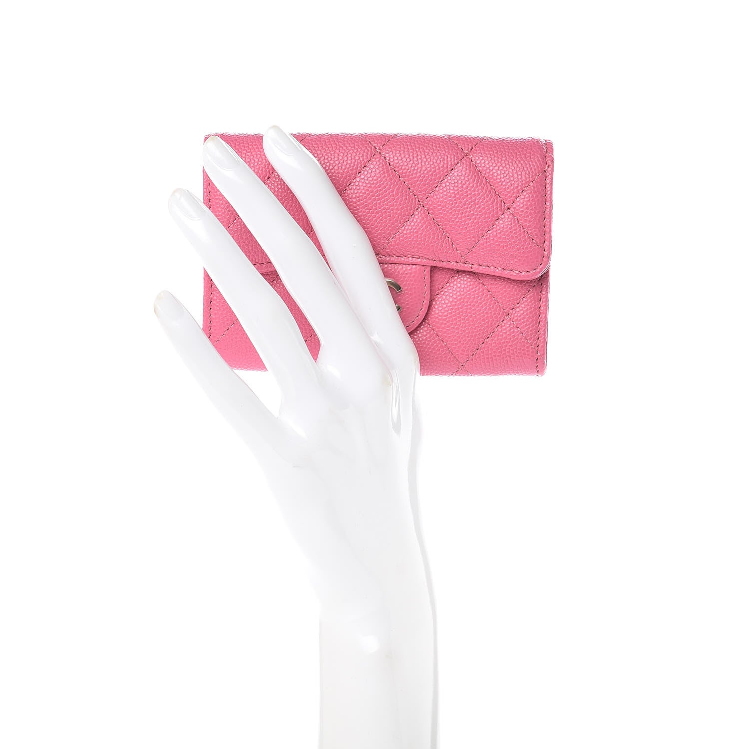 Chanel Caviar Quilted Card Flap Holder Pink 2 of 9