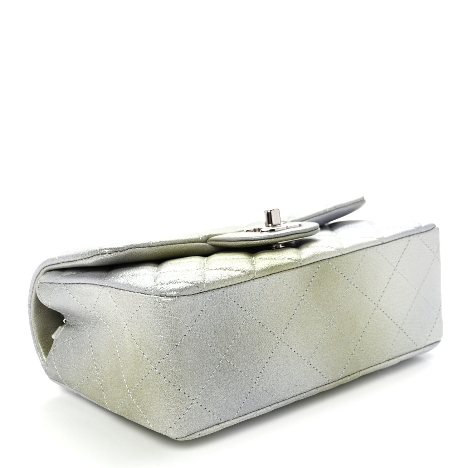Chanel Metallic Goatskin Quilted Ombre Mini Rectangular Flap Grey