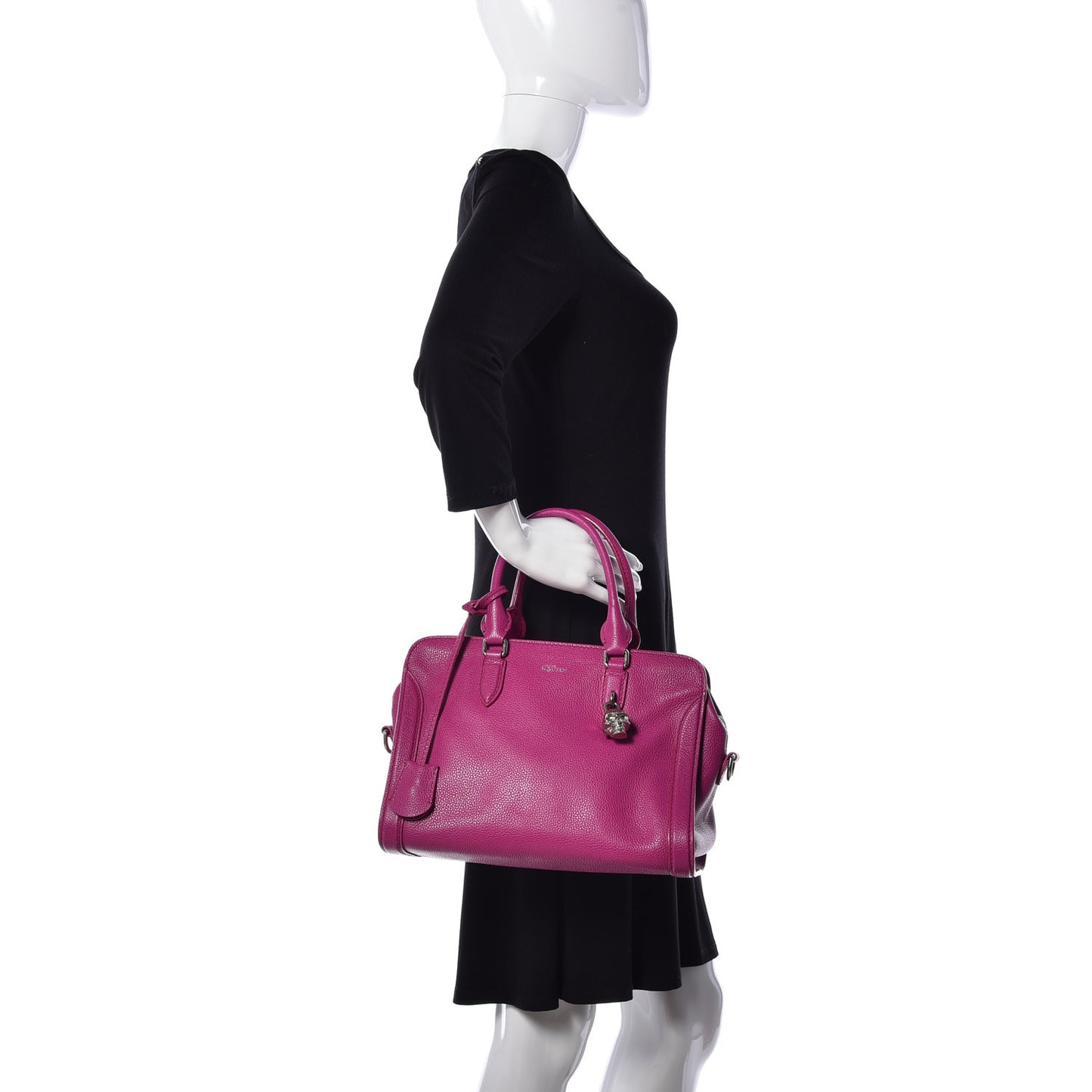 Pebbled Calfskin Skull Padlock Zip Around Tote Bouganville