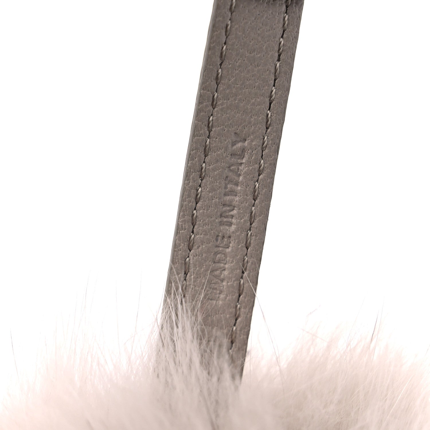 Fendi Fox Fur Shiny Nappa Bi-Color Q ABCharm Bag Charm Grey Purple 3 of 3