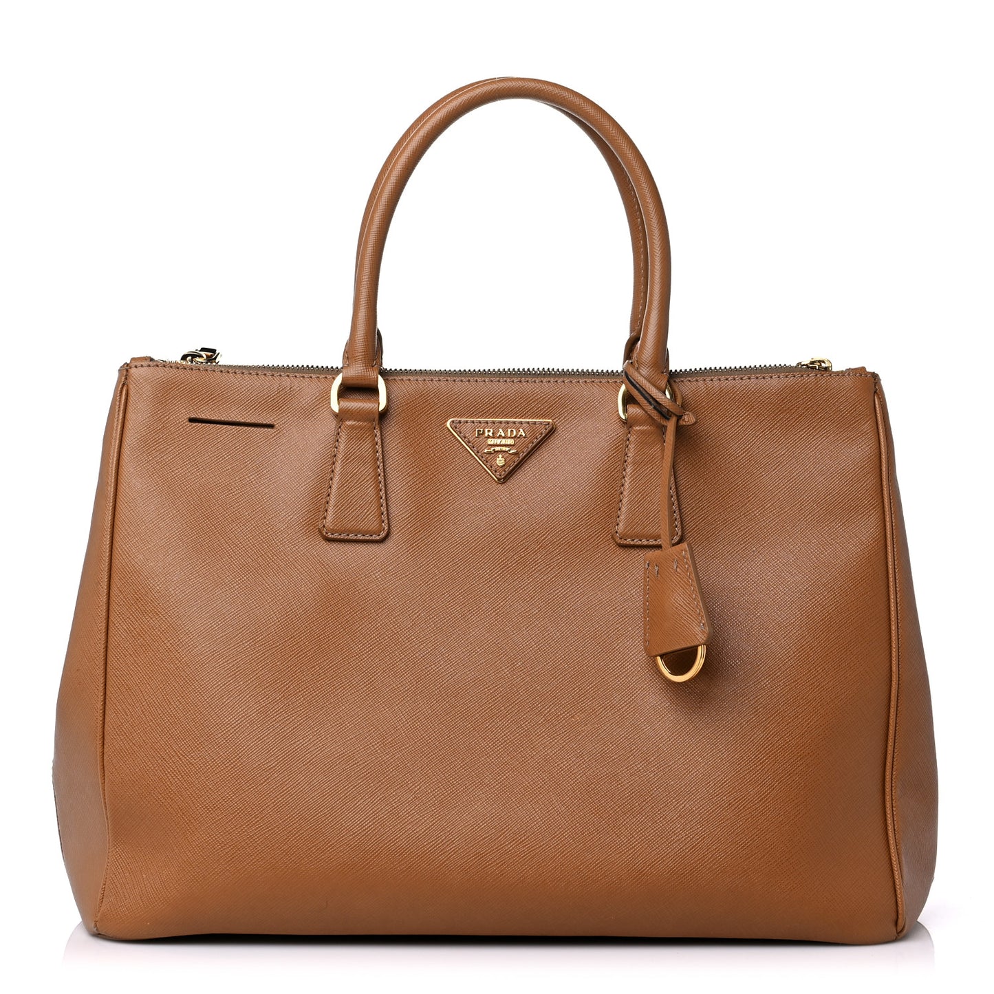 Saffiano Large Galleria Double Zip Tote Caramel