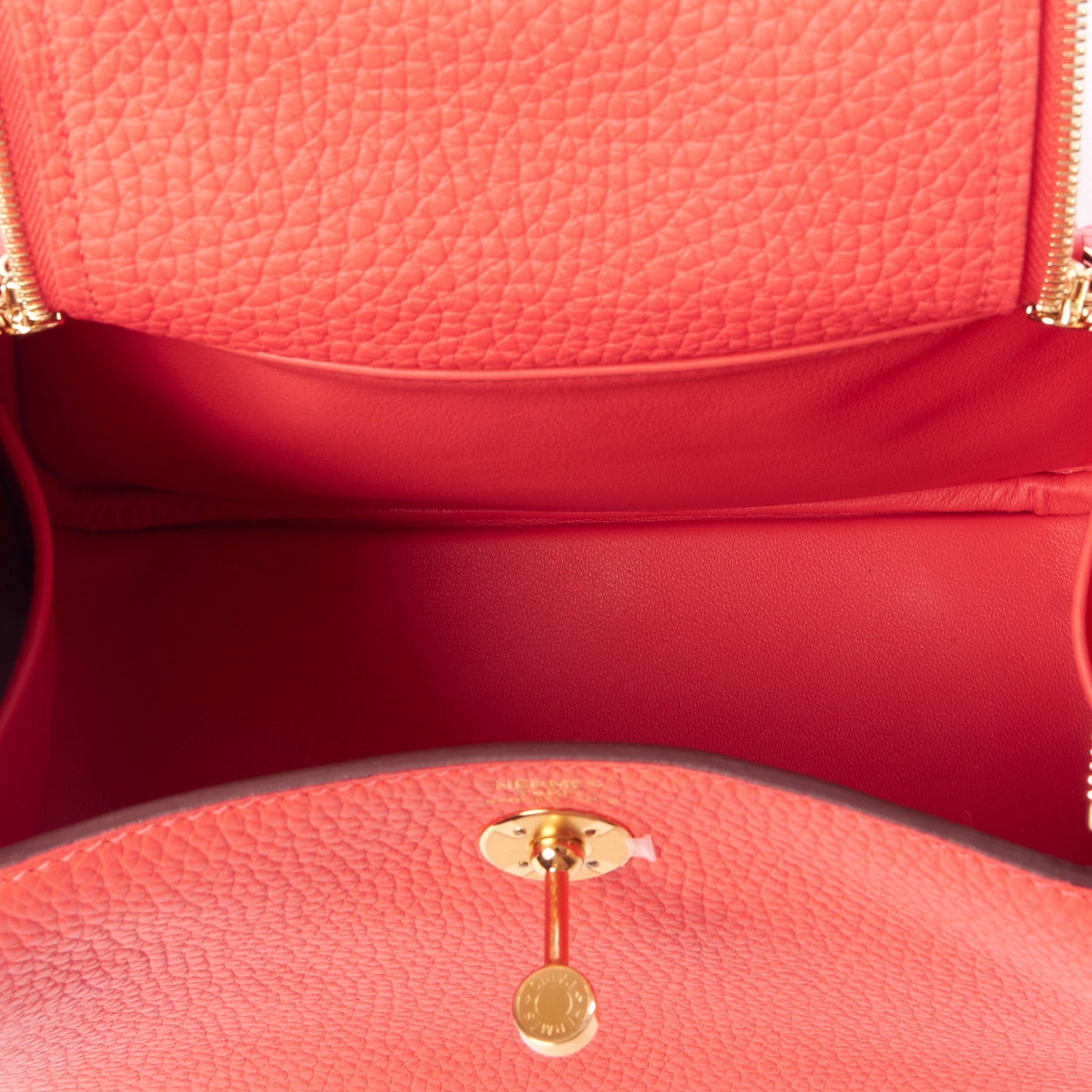 Hermes Taurillon Clemence Mini Lindy 20 Rose Texas 7 of 12