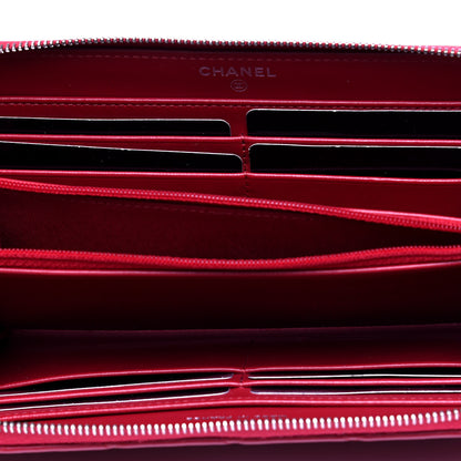 Chanel Lambskin Quilted Large Gusset Zip Around Wallet Red 3 of 5