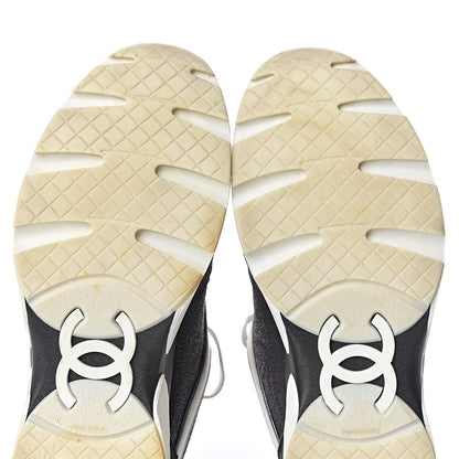Chanel Suede Calfskin CC Sneakers 38.5 Grey 11 of 15