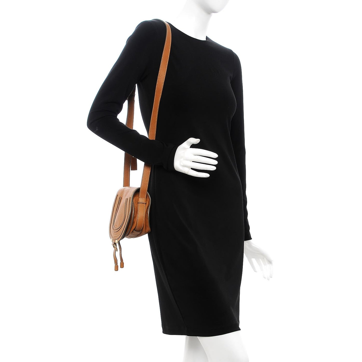 Calfskin Mini Marcie Round Crossbody Bag Brown Sugar