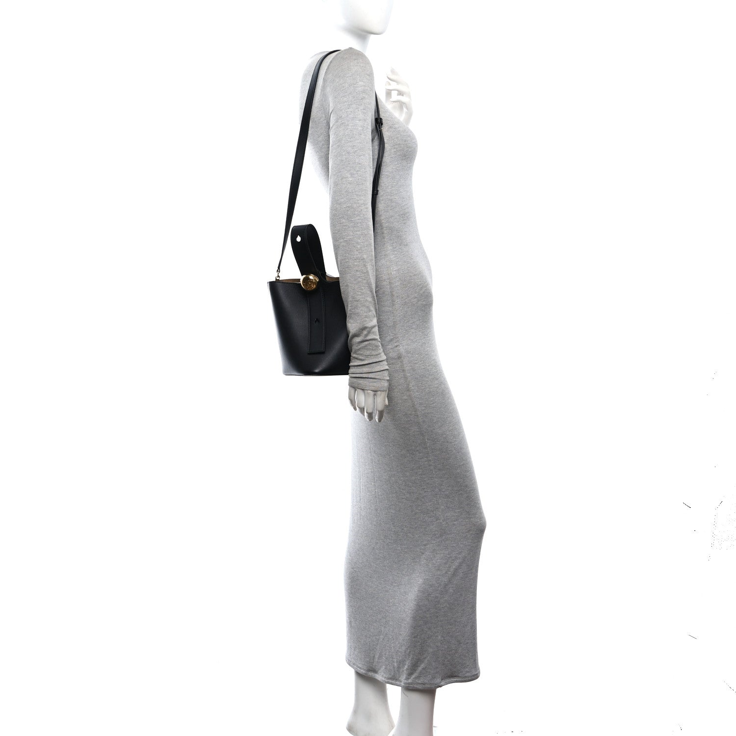 Loewe Soft Grained Calfskin Mini Pebble Bucket Bag Black 2 of 9