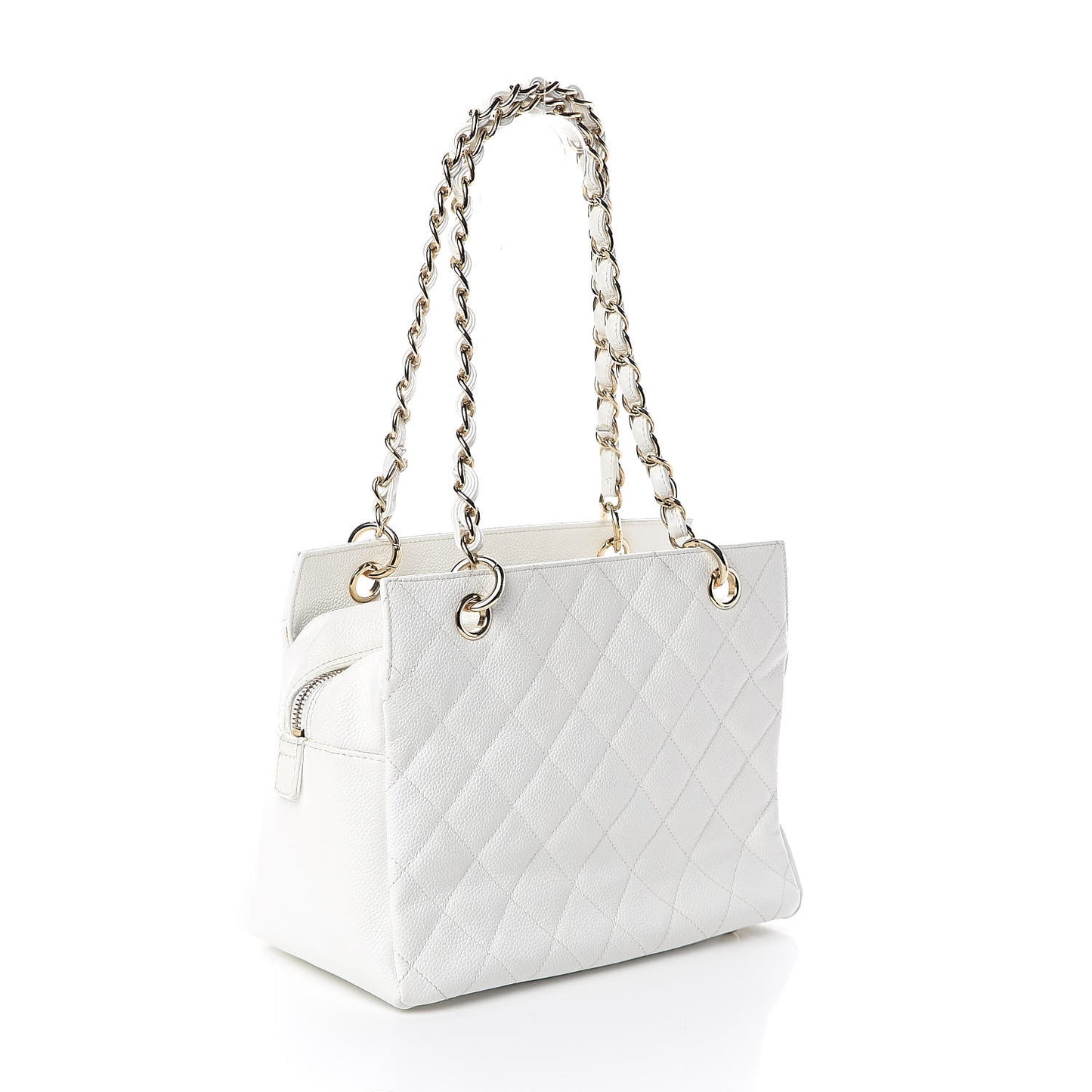 Caviar Quilted Petit Timeless Tote PTT White