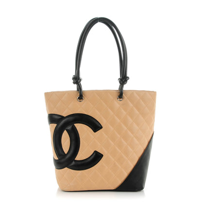 Chanel Calfskin Quilted Medium Cambon Tote Beige Black 1 of 7