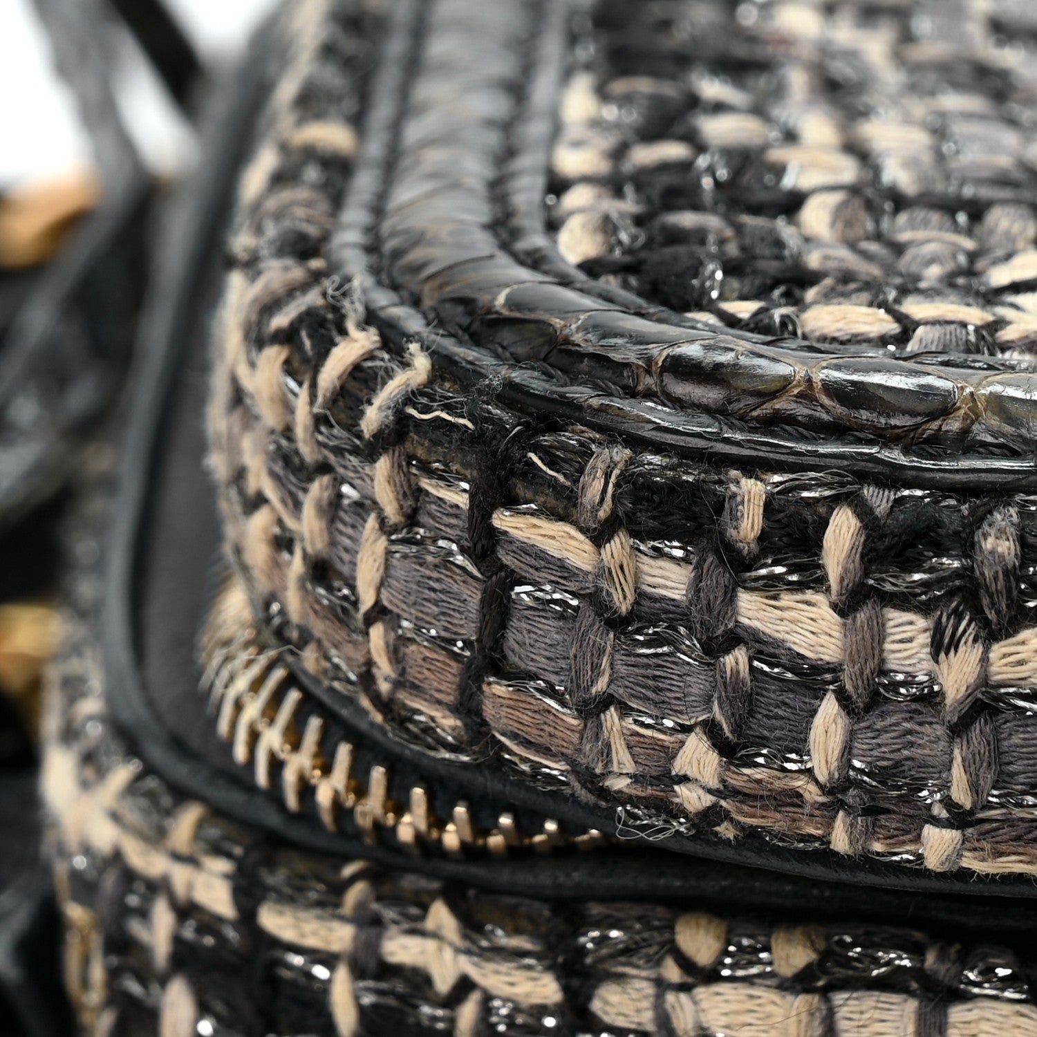 Chanel Tweed Snakeskin Quilted Medium CC Filigree Vanity Case Dark Navy 14 of 14