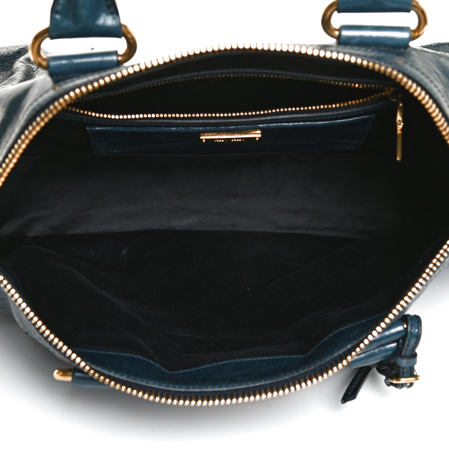 Miu Miu Vitello Shine Zip Tote Denim 5 of 12