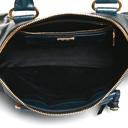 Miu Miu Vitello Shine Zip Tote Denim 5 of 12